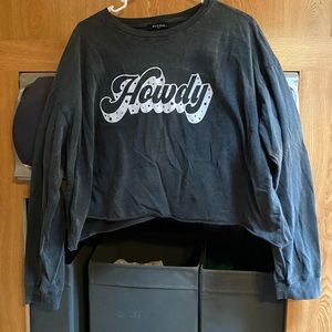 Grey Howdy Crop Top Size L